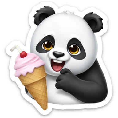 Panda eating ice cream sticker