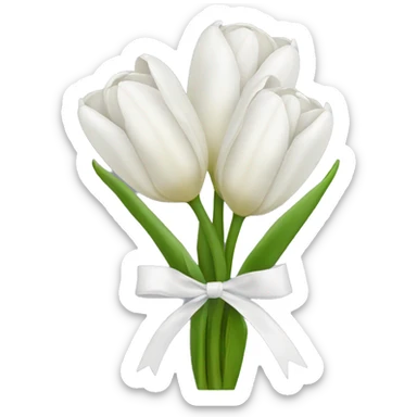 white tulip bouquet  with a white bow sticker