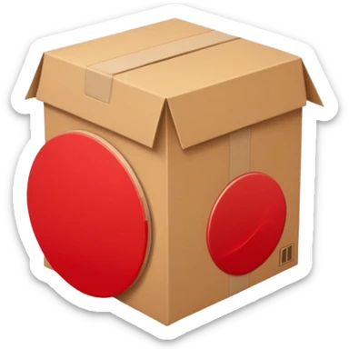 simbolo de prohibido y que esté tachando una caja de cartón de un paquete enviado sticker