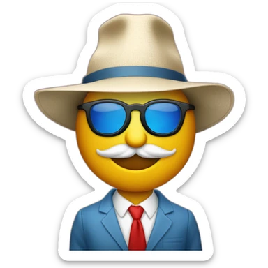 un bonhomme avec un chapeau et des lunettes de soleil rouge sticker