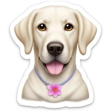 Perro blanco labrador con flor de loto en el cuello sticker