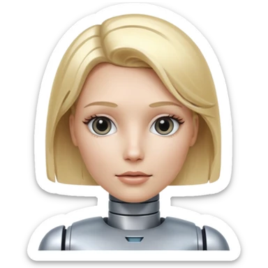 female robot with blond hair more metalic face sticker