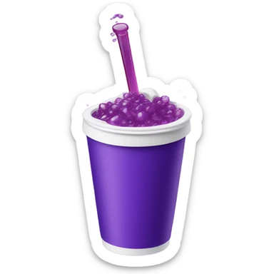 Double styrofoam cup overflowing with purple soda sticker