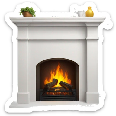 white fireplace sticker