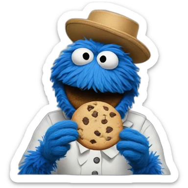 Blue Muppet eating cookies sticker