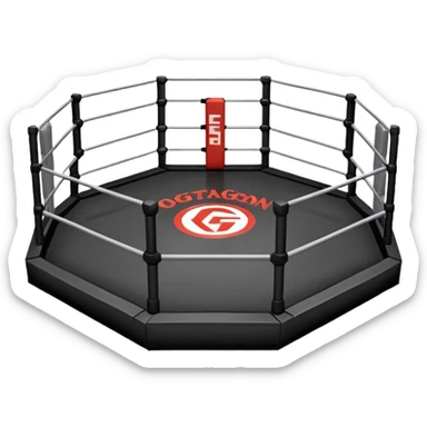 MMA cage arena object icon, octagon fighting cage with metal fence walls, padded corner posts, professional combat arena, 3D cartoon style, mobile game icon style, centered, clean background, no people, no text, no watermark
 sticker