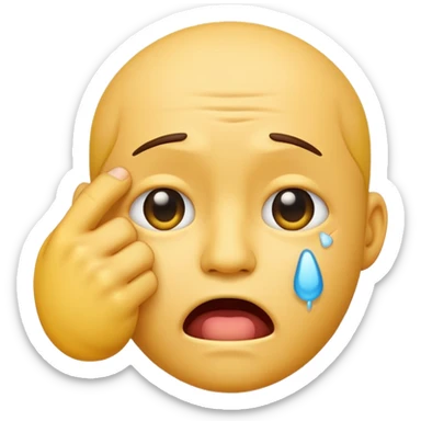 Emoji crying with fist covering his mouth  sticker