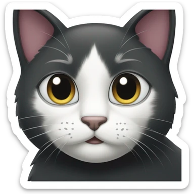 black cat with a white chin and white paws sticker
