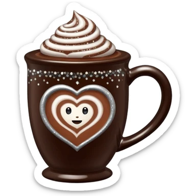 Hot cocoa in beautiful sparkly mug sticker