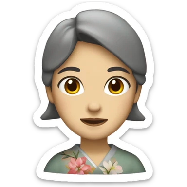 mujer japonesa saludando sticker