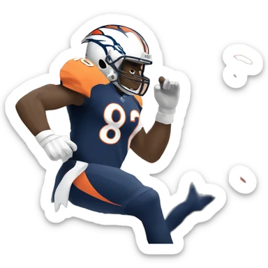 NFL football player, Denver broncos, in the end zone  sticker
