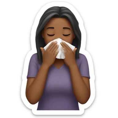 girl sneezing into her hands, no tissue, just into her bare hands sticker