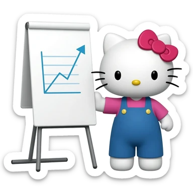 hello kitty with a graph presention whiteboard sticker