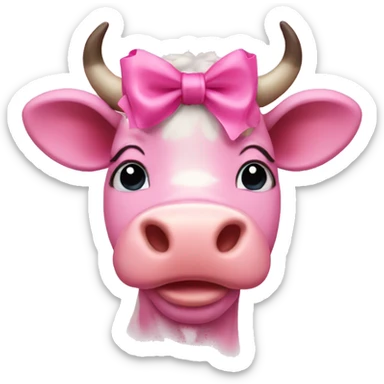 pink cow with pink bow sticker