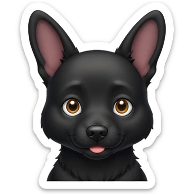A black, not hairy dog with its ears up ￼ sticker