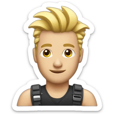 man with blonde faux hawk holding iphone sticker