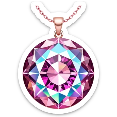 Pink Round Diamond Holographic Pendant  sticker
