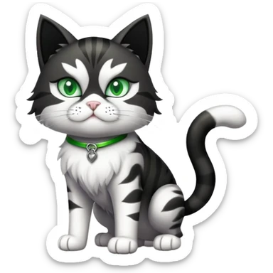 Super Duper Muscular Cat with a 10 pack full body black and white and green eyes  sticker