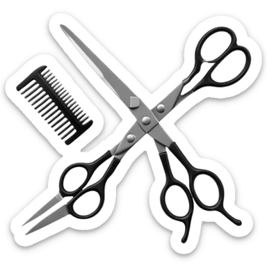 barber shop, scissors & comb. sticker