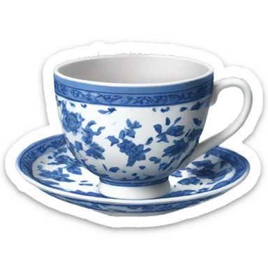 Tea blue and white china cup sticker