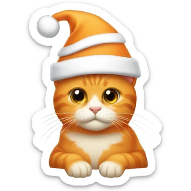 Orange cat Christmas hat  sticker