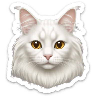 white maine coon cat with beige hearts instead of eyes sticker