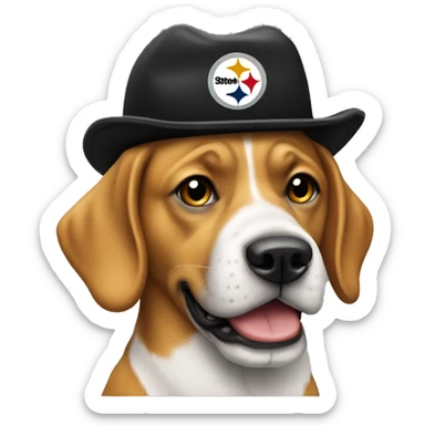 Dog wearing Steelers hat  sticker