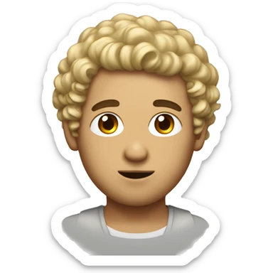 Me a white male with dirty blonde curly hair drink boba sticker