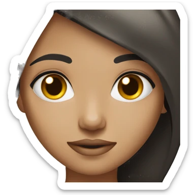 Straight black haired girl with black eyes light brunette  sticker