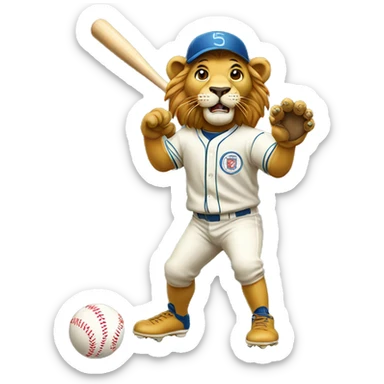 Lion playing baseball sticker