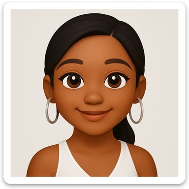 turn the second man in emoji style of the 1st image, match the facial features and match dressing style of the 2nd image, she is wearing white tank top lose sticker
