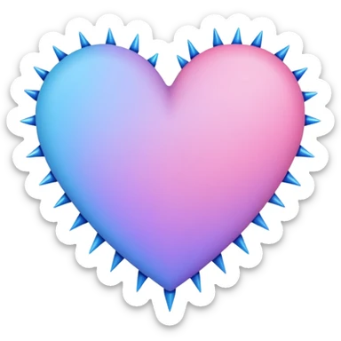 Stitched Barb thorn wired pastel pink-violet-blue-gradients heart sticker