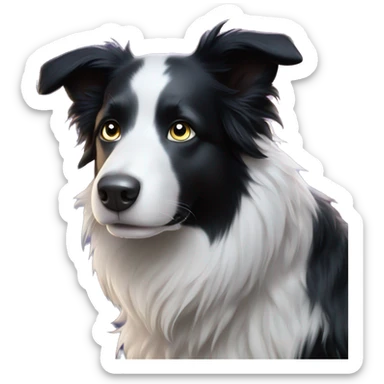 An enchanted black and white Border Collie has eyes that glow with magical colours and sparkling stars. sticker