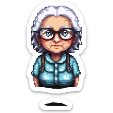 granny eye with glasses moved forward sticker