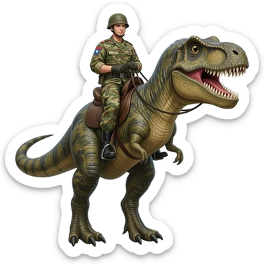 soldier riding an dinosaur sticker