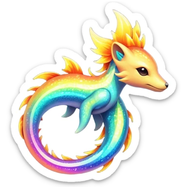 Elemental Exotic Tropical Celestial Fiery Sparky Fierce Colorful Gradient Sparkly Flaming Viney Vinal Dusky Aurorus-Amaura-Auroras-Pokémon-Fakémon-creature sticker