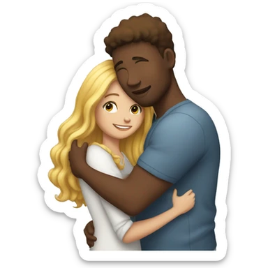 hugging white girlfriend and boyfriend for the first time sticker