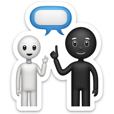 A white and black stick mand with a chat bubble coming from his mouth (encircled) sticker
