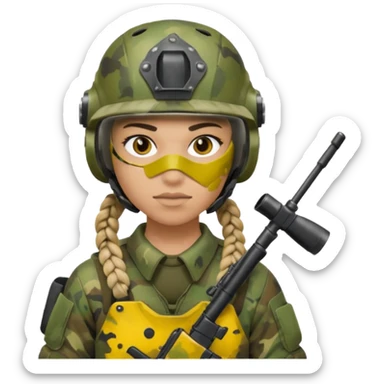 paintball player with geared face braided hair sticker