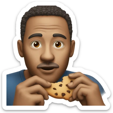man eating cookie sticker