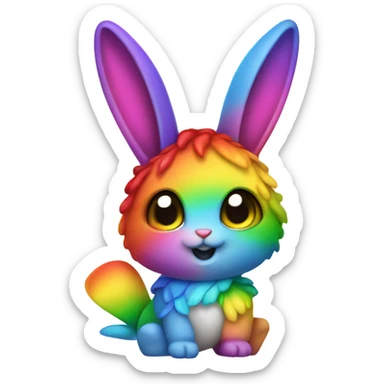 rainbow bunny with rainbow fishtail tail wearing rainbow pirate clothes sticker
