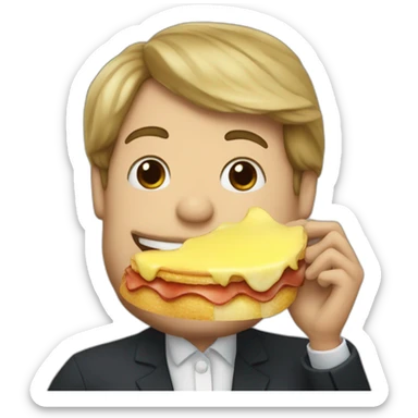 Macron eating raclette sticker