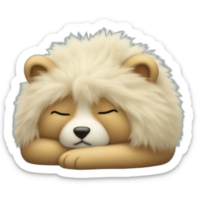 Sleeping face of a fluffy stuffed sticker