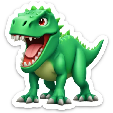 a green trex with blue spikes and full  red eyes, full body
 sticker
