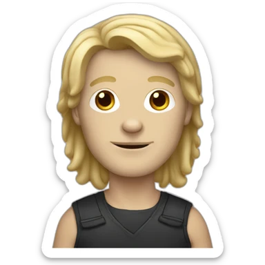 white man with long blonde hair in pug costume sticker