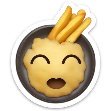 Una sarten con patatas fritas  riendose sticker