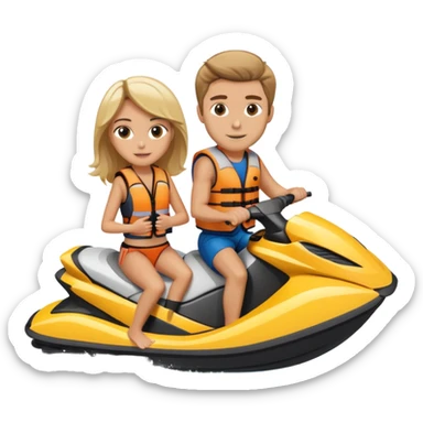 Jet ski blonde guy brown haired girl sticker