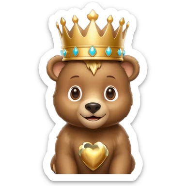 Bear Prince – brown bear cub with a shiny bronze crown, gentle smile. sticker