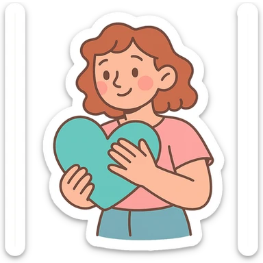 turquoise heart, soft pastel, gentle shading sticker