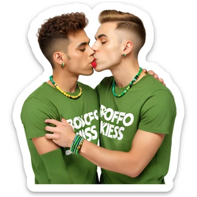 Two kissing gay young men sticker